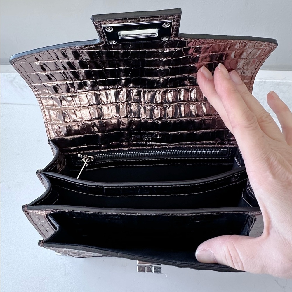 NWT | The Kooples | Emily | PinkBronze Metallic Crocodile-Embossed Crossbody Bag - Picture 9 of 11